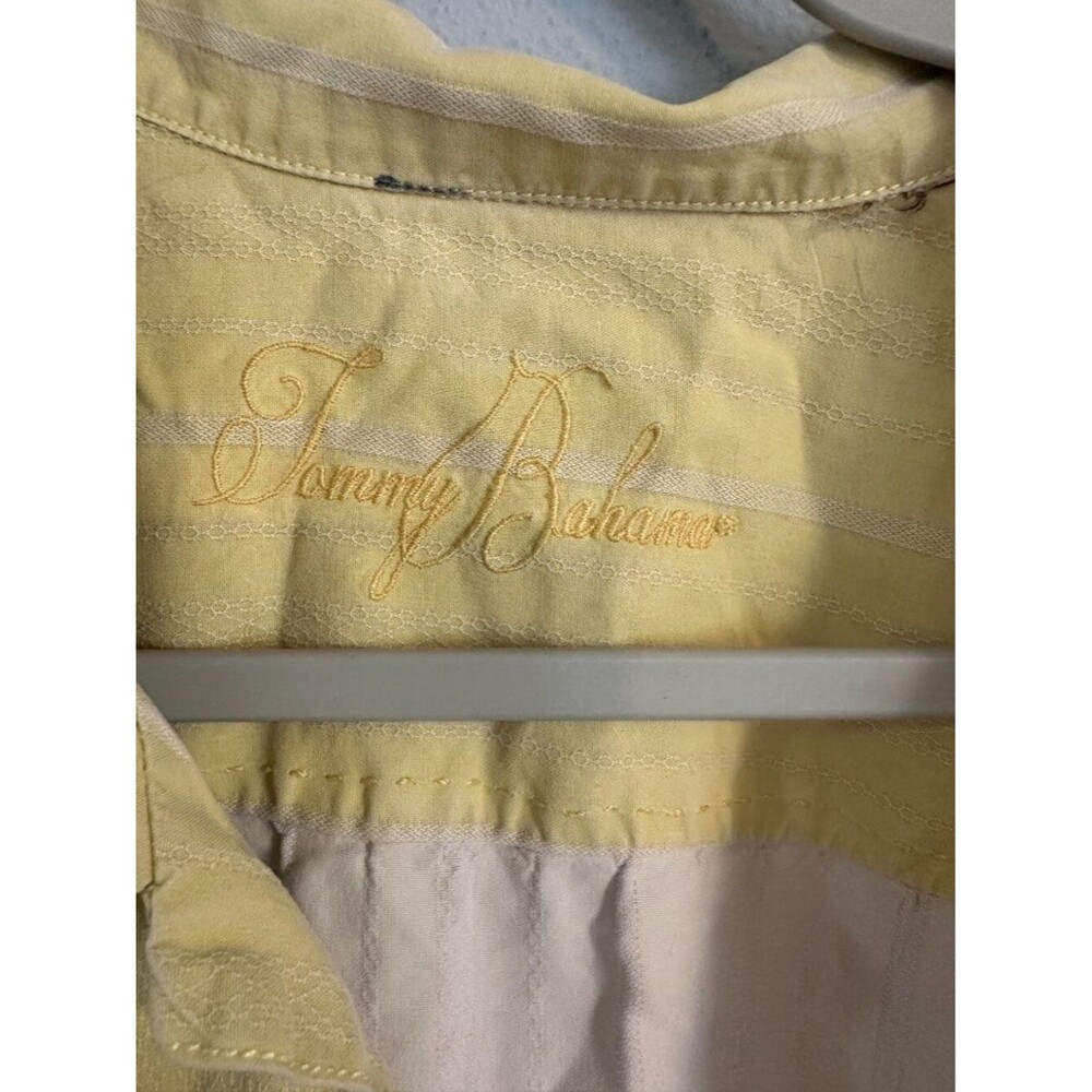 VTG 100% Silk Tommy Bahama Hawaiian Shirt Men’s L Yellow Camp Tropical Vacation - Picture 2 of 6